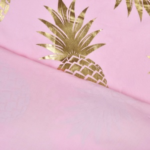 100% 人造丝面料，带金箔印花可持续菠萝图案，适合女性服装透气和编织 - Product Image 5