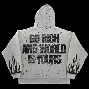 Brand Name 2024 Men's Oversized Zip-Up <b>Hoodie</b> Cotton Printed Flame Cross Design Hip Hop Style Autumn Wear Hoodies - Product Image 2