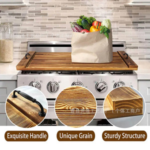 Plateau de service en bois massif avec poignée, couleur carbonisée, pour cuisine et salle à manger, idéal pour servir les aliments - Product Image 3