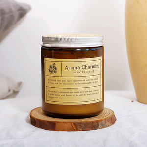 Aroma Charming Scented Candle Brown <b>Bottle</b> Smokeless Minimalist Style Floral Plant Fragrance Bedroom Decor Gift - Product Image 1