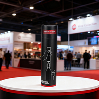 Emballage personnalisé en tube de papier cylindrique en carton noir écologique et recyclable, avec estampage, ouvre-bouteille électrique |   Coffret cadeau de luxe