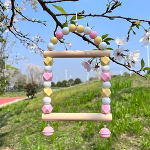 มาการองไม้แข็งสองเสาแกว่งได้สำหรับสัตว์เลี้ยงที่ชอบสำหรับนกหงส์หยกและนกคอกเทล - Product Image 4