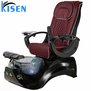 Fauteuil de pédicure pour salon de manucure, style moderne KISEN, gris argenté, avec revêtement en cuir confortable, pour spa des pieds et massage. - Product Image 5