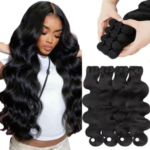 Extensiones de Cabello Humano Virgen Liso Negro Natural, Cabello Humano Largo para Tejer, Extensiones Versátiles para Todos los Estilos de Peinado - Product Image 3