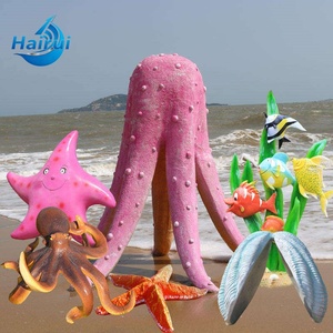 Décoration vintage <span class=keywords><strong>pour</strong></span> <span class=keywords><strong>maison</strong></span> de plage ou fête sur la plage, artisanat en résine, statues d'animaux marins en fibre de verre, accessoires coquillages et poissons - Product Image 4