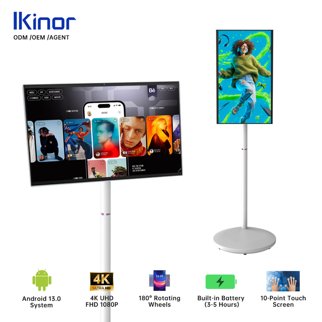 24 Inch Portable Smart TV Touch Screen Battery 4-6H Rotating Stand Mobile Android Monitor Full HD 40-75Hz for Home Entertainment