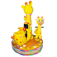 Manège Commercial Rotatif pour Enfants Girafe Cartoon Colorée à 3 Places, à Monnayeur, pour Aire de Jeux Intérieure de Centre Commercial