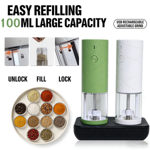 Juego de Molinillos de <span class=keywords><strong>Sal</strong></span> y Pimienta Automáticos Recargables por USB con Grosor de Molienda Ajustable para Uso Diario - Product Image 2