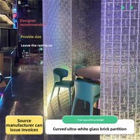Briques de verre carrées courbées ultra-transparentes, motifs cristallins, finitions translucides pour la protection de l'intimité des pièces