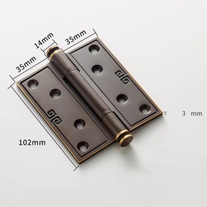 Bisagra plegable silenciosa de cobre de lujo de 4 pulgadas, manija de bloqueo de puerta de madera de latón macizo, rodamiento de espesor 3,0, bisagras modernas de fricción - Product Image 5