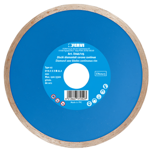 Disco de sierra de diamante industrial Fervi de 115 mm y 5 mm de grosor con borde de carburo continuo, modelo D045/180 para corte de hormigón y piedra - Product Image 2