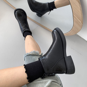 Bottes pour femmes à semelle épaisse, bottes basses britanniques, bottes de neige imperméables, bottes d'hiver d'extérieur, isolation en peluche, bottes <span class=keywords><strong>Chelsea</strong></span> courtes - Product Image 3