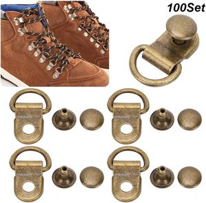 Crochets pour lacets de chaussures et bottes, œillets en D avec rivets, boucles en laiton pour sacs en cuir DIY - Product Image 5