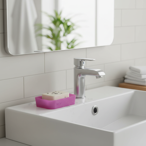 MSV soap dish made of polyester/rubber in pink, 11.8 x 8.8 x 2.7 cm - Product Image 3