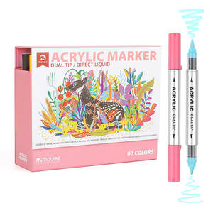 Set di pennarelli acrilici Mobee P-9101/60 Direct Liquid Multicolor Paint Pens con punta a pennello e doppia punta per pittura e progetti artistici - Product Image 1