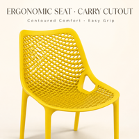 Chaise de salle à manger en plastique à treillis ouvert, vente en gros d'usine, pieds intégrés stables, chaise d'appoint empilable pour café, patio, maison, restaurant