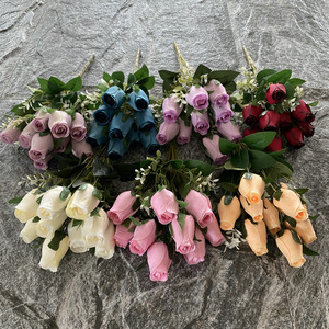 Ramo de Rosas Artificiales Suzume Ii, Rosa Roja de Terciopelo de 9 Cabezas, 30cm-100cm, Decoración para Bodas y Hogar - Product Image 3