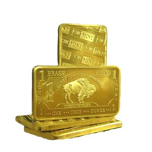 工厂供应金属工艺品1 oz实心黄铜水牛棒，棒背面有CMC薄荷古董硬币 - Product Image 2