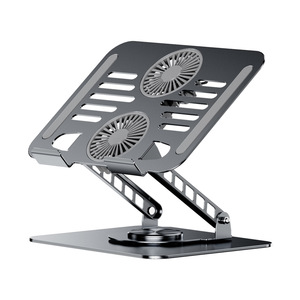 Laptop Cooling <b>Stand</b> With Double <b>Fans</b> 360 Degree Rotatable Adjustable Height Aluminum Plastic Air Cooled Support Rack - Product Image 3