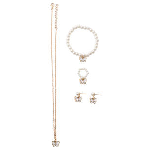 Butterfly Jewelry <b>Set</b> Imitation Pearl Gold Plated Necklace Earrings <b>Bracelet</b> Women's Party Fashion Accessories - Product Image 5
