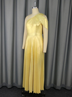 AM050331 Robe de mariage asymétrique scintillante de luxe plissée de grande taille pour femme Robe de soirée d'anniversaire dorée