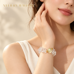 Wholesale Irregular Clear Quartz Citrine Beaded <b>Bracelet</b> Natural Gemstone Stretch Jewelry <b>for</b> <b>Women</b> OEM Custom - Product Image 2