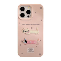 Coque de téléphone portable antichoc avec broderie 3D style Instagram mignon, motif chat de dessin animé, pour iPhone 15/17/14 Pro Max