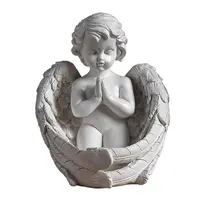 Plâtre de sculpture d'ange blanc rétro européen, en résine, meubles de portrait, décoration du salon, pour le véranda nordique, petits ornements, 1 pièce
