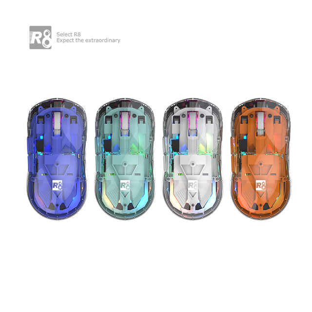 Manufacturer Cordless Slim Portable 6D 2.4G&bluetooth Wireless Rechargeable RGB Transparent Gaming Mouse