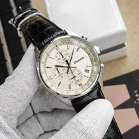 Montre à quartz chronographe vintage pour homme, échelle tachymétrique, cadran crème, bracelet en cuir à motif crocodile, montre-bracelet de date pour affaires