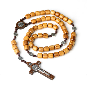 <span class=keywords><strong>Rosario</strong></span> Cattolico Vintage con Crocifisso, Collana Religiosa e Regalo, Perle in Legno, Rosari Classici con Croce di Gesù, Vendita all'Ingrosso - Product Image 1