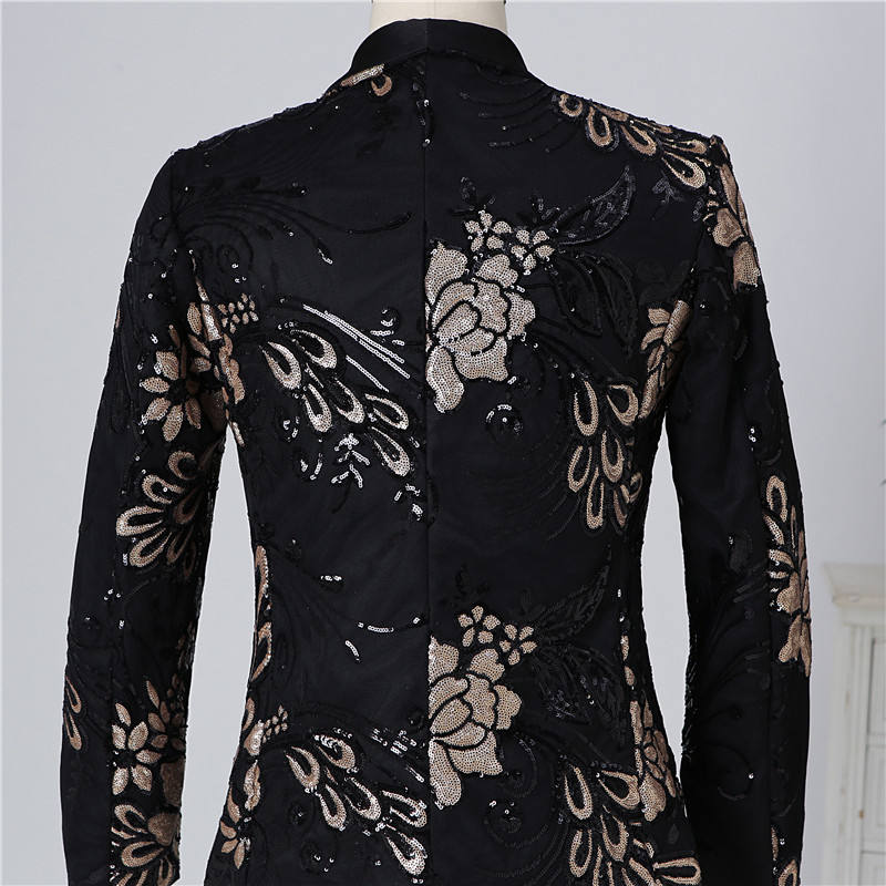 Men's Suit Floral Pattern Jacket Dinner Party Performance Wear Stage Blazer Costume Homme
