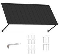 Auvent de porte et de fenêtre réglable à 4 niveaux d'inclinaison, structure en aluminium, protection contre la pluie, la neige et les UV, résistant aux intempéries