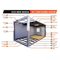 Maison conteneur à 2 étages, conteneurs préfabriqués avec dimensions personnalisables, maisons de dortoir sur site en conteneurs