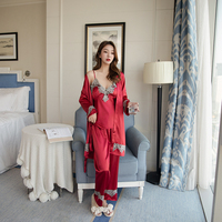 Nouveaux produits de détail chauds quatre pièces ensembles femmes été Homewear Robe de mariée peignoir en soie