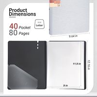 Porte-documents de présentation 40 pochettes, 80 pages, 9x12 pouces, classeur de portefeuille d'art avec protège-feuilles en plastique transparent