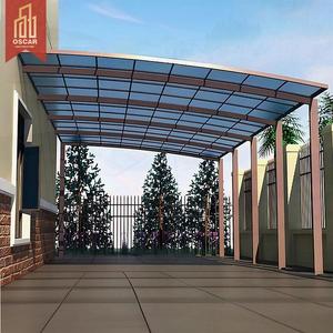 Structure en alliage d'aluminium avec <span class=keywords><strong>vitrage</strong></span> en polycarbonate bleu pour abri de voiture extérieur, allée de stationnement et jardin - Product Image 1