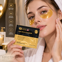 Patchs pour les yeux en cristal d'or 24 carats en gros, raffermissants, hydratants en profondeur, masque pour le contour des yeux anti-gonflement, emballage personnalisé OEM