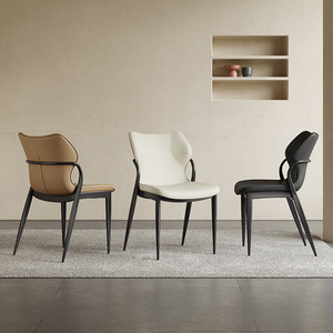 Silla de Comedor de Metal de Diseño Italiano Moderno y Minimalista, Taburete de Alta Gama con Respaldo, Estilo de Diseñador para Uso Comercial - Product Image 3