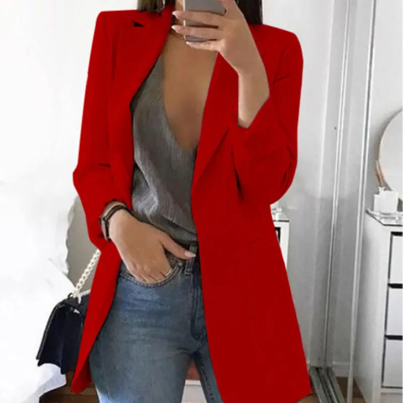 New Ladies Office Suits, Lady Office Wear Long Sleeve Coat Suit Slim Cardigan Jacket Casual Trench Coat For Women/