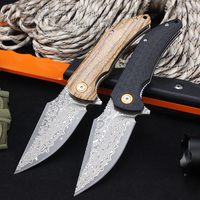 Couteau pliant tactique GT-DM019 en acier Damas, haute dureté, manche G10, Tunafire