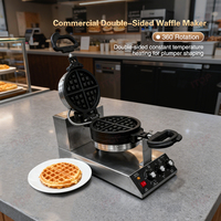 Gaufrier belge rotatif double face numérique 1820w gaufrier rond en acier inoxydable gaufrier à cône boulanger gaufrier commercial