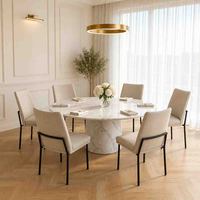 Chaise de salle à manger pour hôtel et restaurant, chaise d'appoint moderne rembourrée en tissu avec pieds en métal noir mat pour banquet et mariage