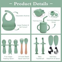Vaisselle pour bébé en silicone sans BPA, compartimentée, pour nourrissons et tout-petits, ensemble de sevrage pour bébé, ensemble d'alimentation pour bébé en silicone