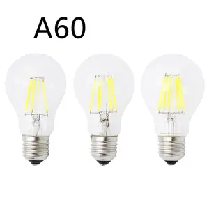 Lâmpadas LED A60 economizadoras de energia 2W 4W 6W 8W 2200K/2700K/3000K/6500K branco quente/brilhante luz A19 lâmpada de filamento LED Edison vintage