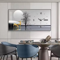 Nouvelle Horloge Murale Artistique Moderne pour Restaurant, Décoration Murale en Porcelaine Cristalline Encadrée avec Horloge, Œuvres d'Art pour Hôtels, Fabricants