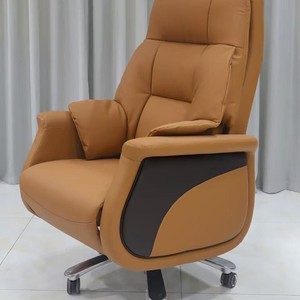 Executive Chair High Back Reclining Genuine Leather Electric Office Chair Swivel Armrest Home Use Model 075 - Product Image 2