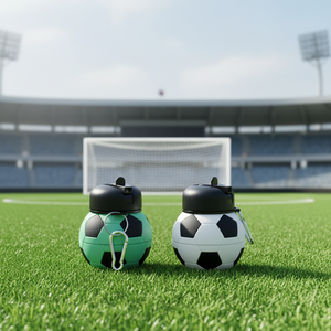 2026 World Wholesale Eco-Friendly Leak Proof Straw Silicone <strong>Football</strong> <strong>Water</strong> <strong>Bottle</strong> Collapsible Kids <strong>Water</strong> Cup Camping Outdoor - Product Image 2