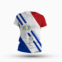 T-shirt de supporter de football à manches courtes, personnalisé avec motif drapeau national, confortable et respirant, vente en gros promotionnelle