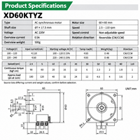 Offre Spéciale Moteur Synchronisé Monophasé à Aimant Permanent 60/68ktyz-a avec Arbre Central de 7mm et Réducteur à Engrenages Fin